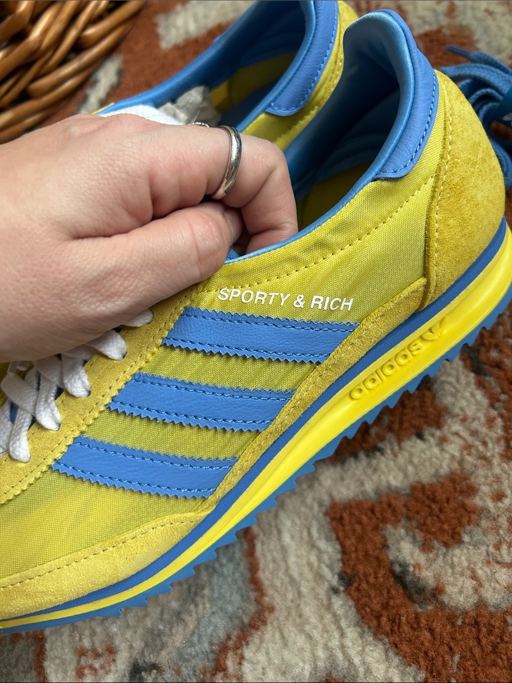 NWT Adidas Sporty & Rich SL72 Yellow & Blue Sneakers women’s size 7.5